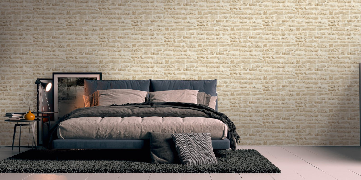 Rocky Retreat Motif wallpaper in beige color - pattern number BB51128 - by Galerie in the The Bricks And More collection