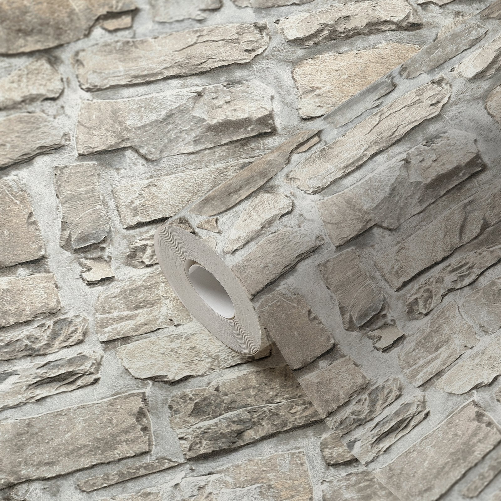 Stone Symphony Motif wallpaper in silver grey color - pattern number BB51130 - by Galerie in the The Bricks And More collection