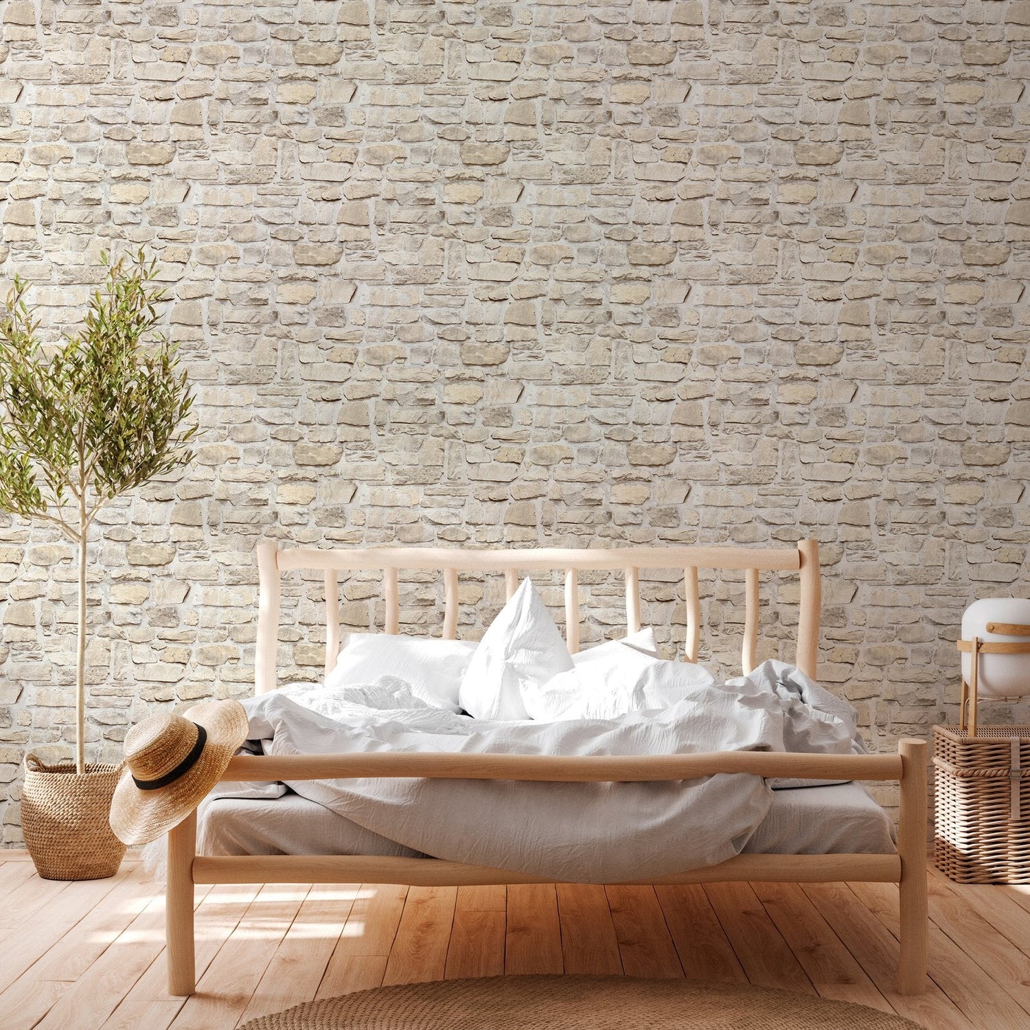 Stone Symphony Motif wallpaper in beige color - pattern number BB51131 - by Galerie in the The Bricks And More collection