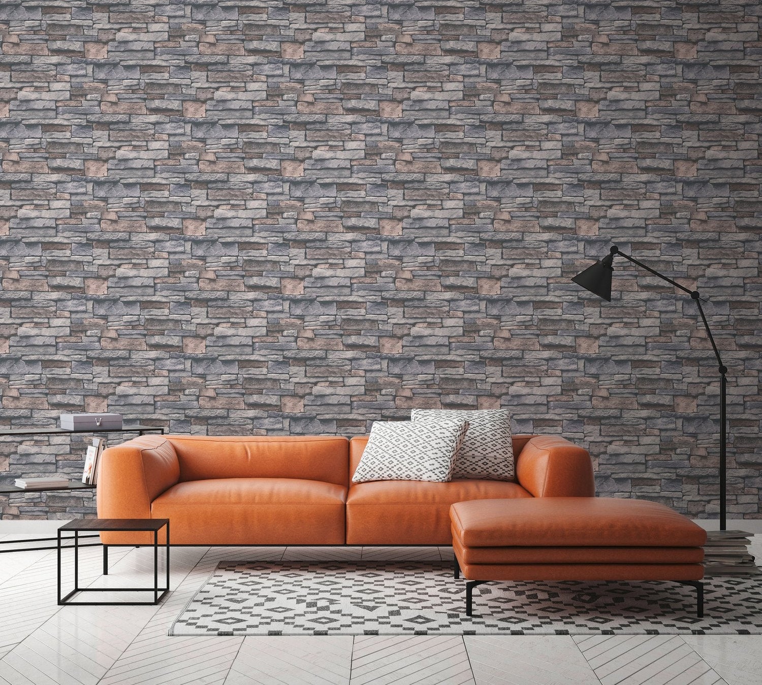 Sandstone Splendour Motif wallpaper in silver grey color - pattern number BB51132 - by Galerie in the The Bricks And More collection