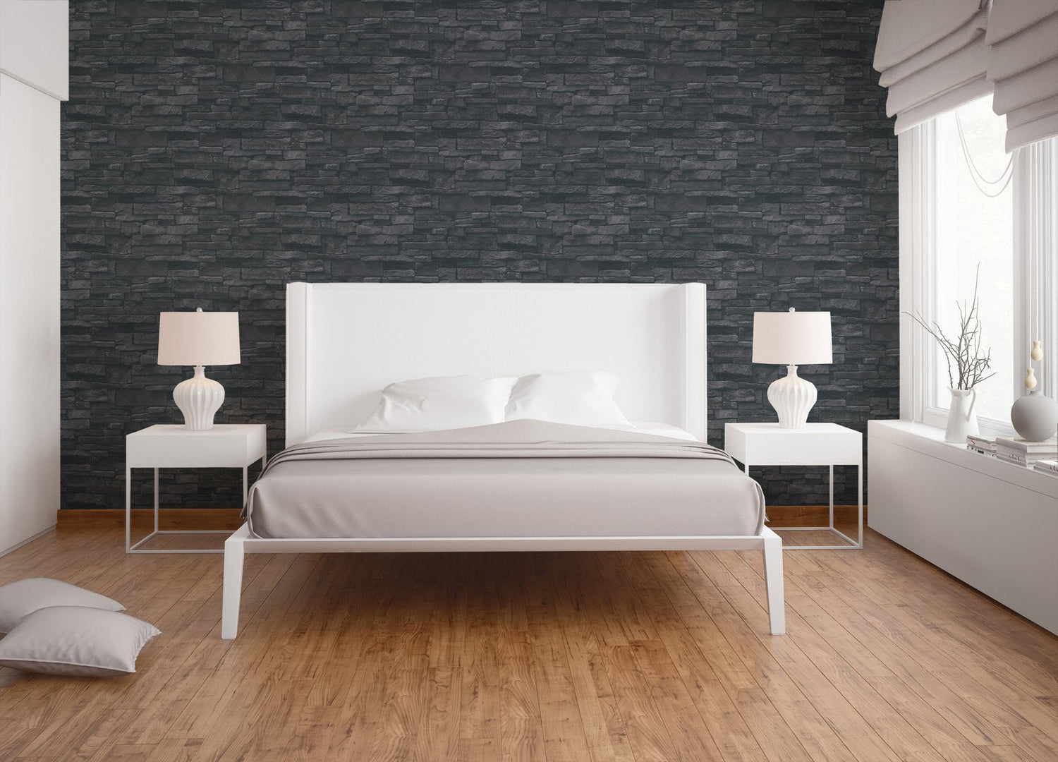 Sandstone Splendour Motif wallpaper in black color - pattern number BB51133 - by Galerie in the The Bricks And More collection
