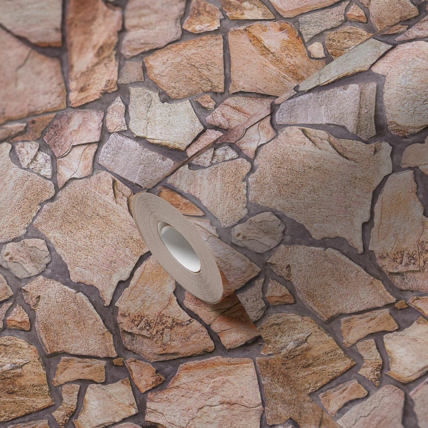 Claystone Cottage Motif wallpaper in beige color - pattern number BB51136 - by Galerie in the The Bricks And More collection