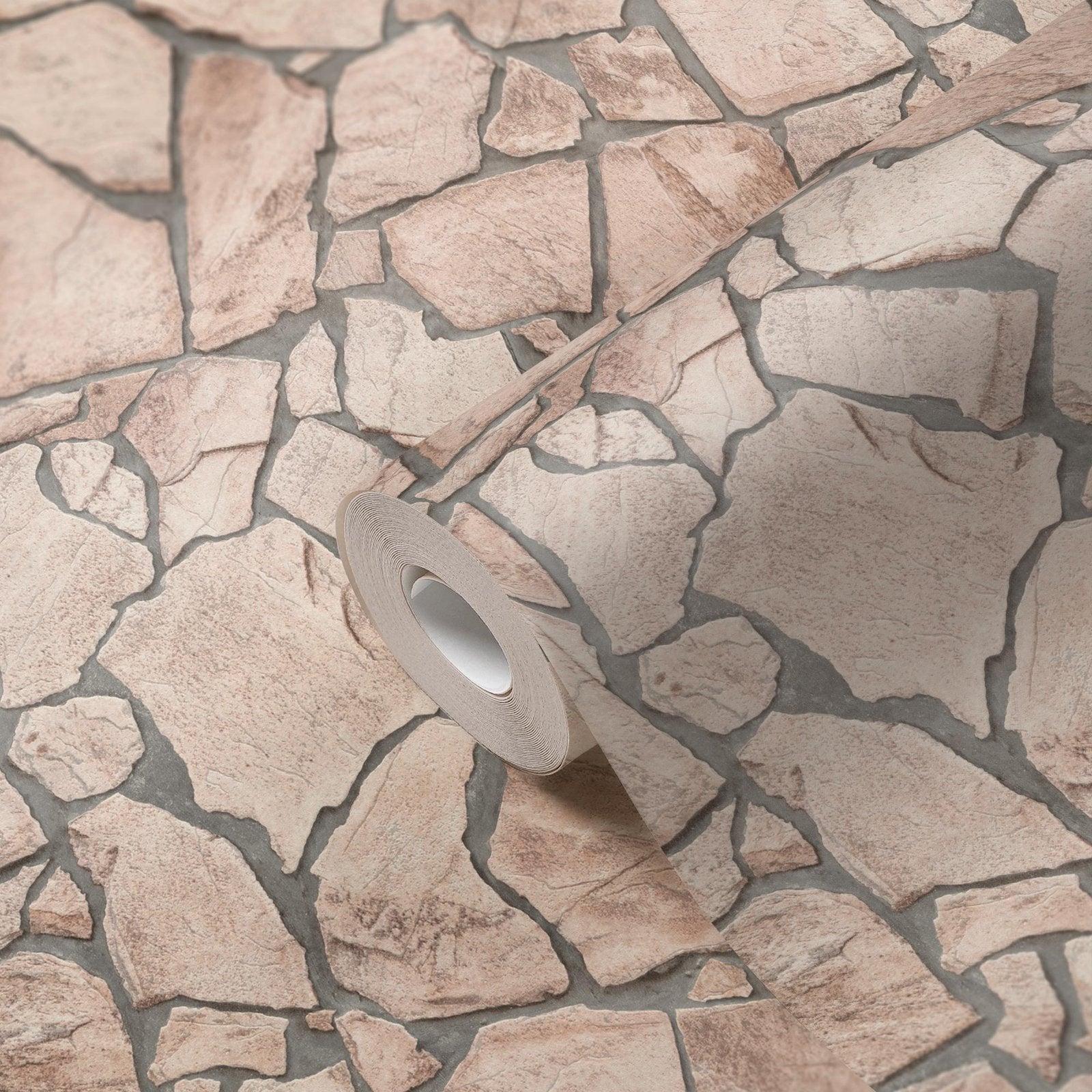 Claystone Cottage Motif wallpaper in beige color - pattern number BB51137 - by Galerie in the The Bricks And More collection