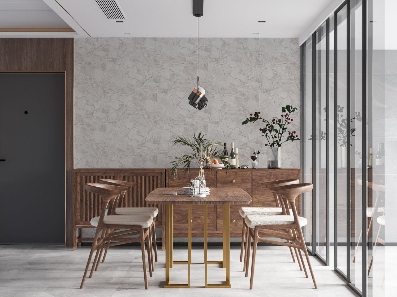 Petrified Paradise Motif wallpaper in white color - pattern number BB51139 - by Galerie in the The Bricks And More collection
