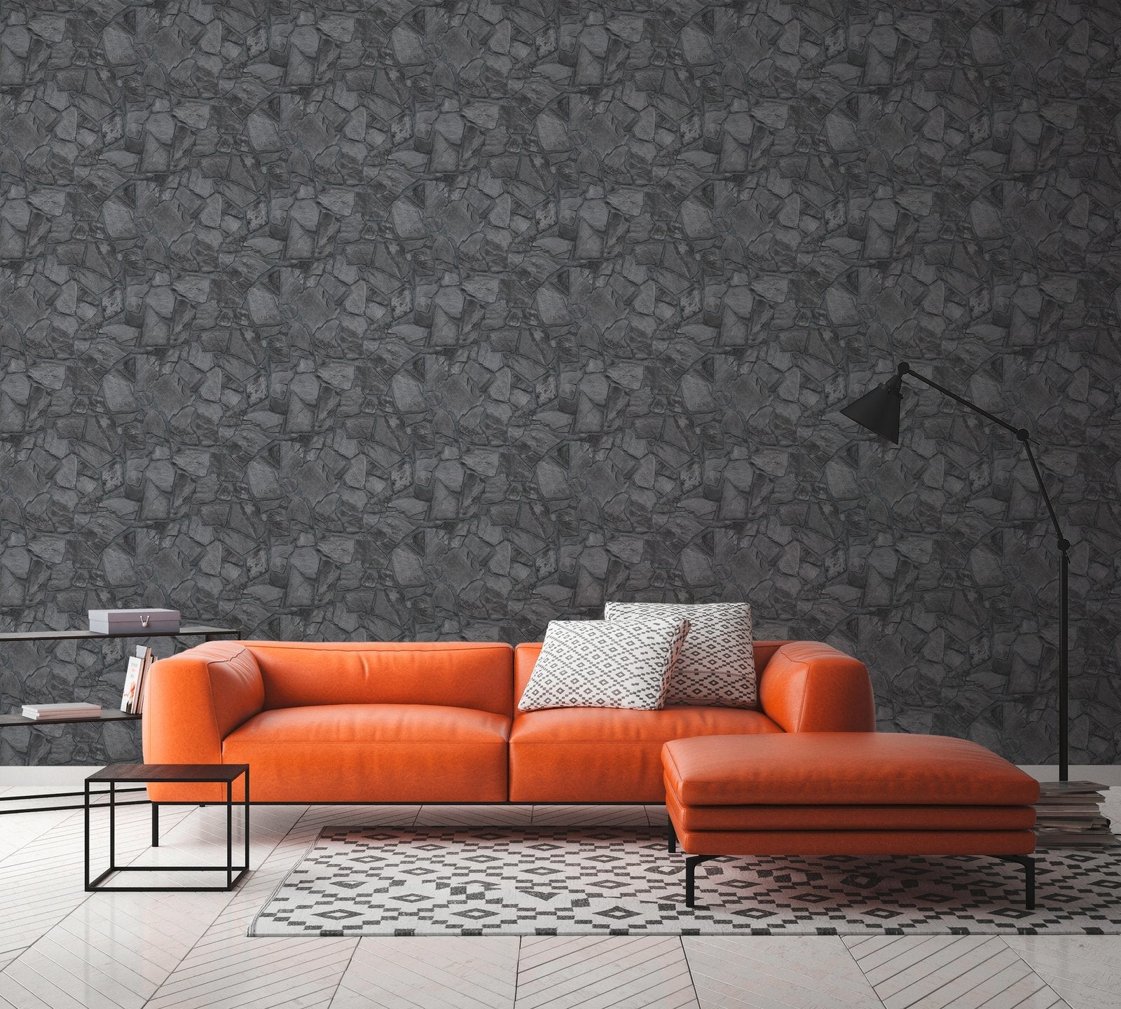 Petrified Paradise Motif wallpaper in silver grey color - pattern number BB51141 - by Galerie in the The Bricks And More collection