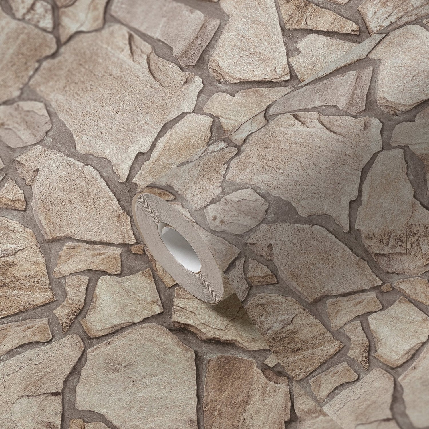 Claystone Cottage Motif wallpaper in beige color - pattern number BB51142 - by Galerie in the The Bricks And More collection