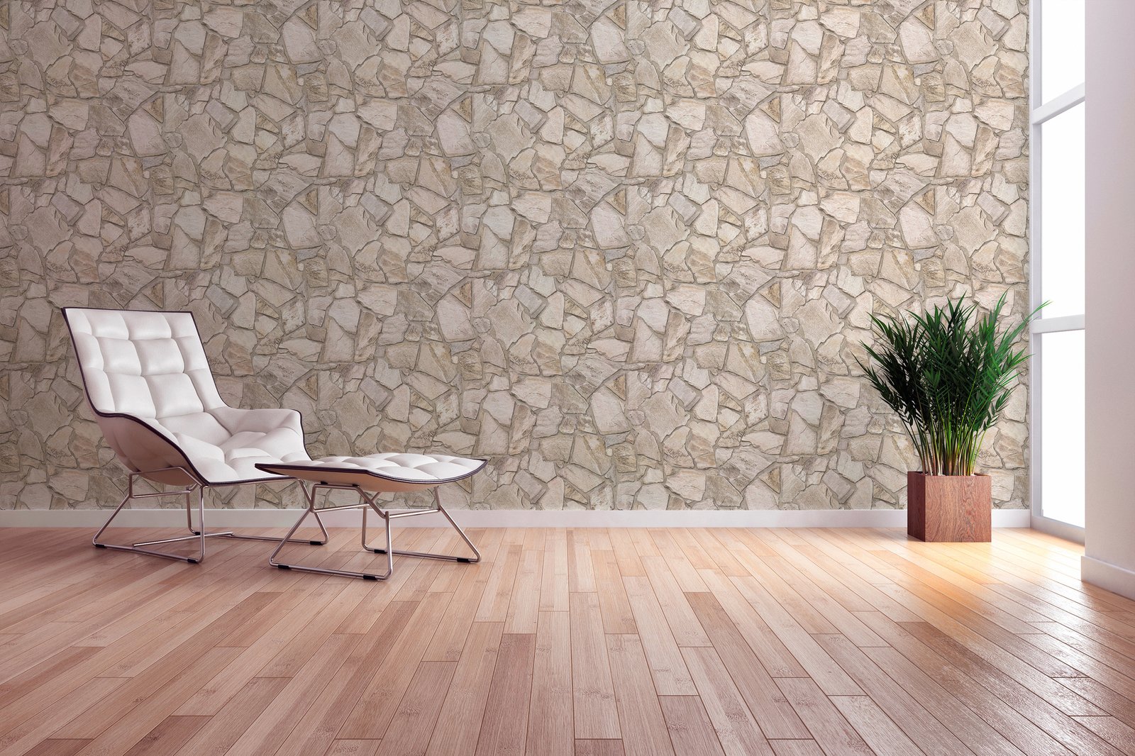 Claystone Cottage Motif wallpaper in beige color - pattern number BB51143 - by Galerie in the The Bricks And More collection
