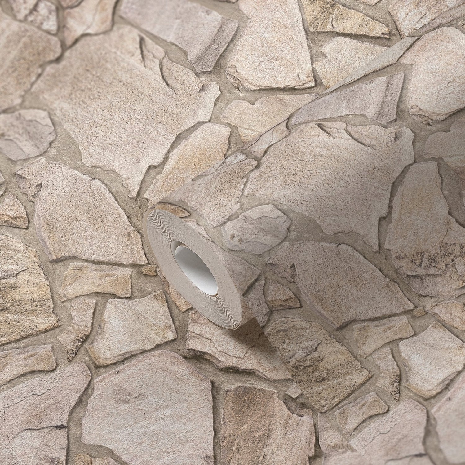 Claystone Cottage Motif wallpaper in beige color - pattern number BB51143 - by Galerie in the The Bricks And More collection