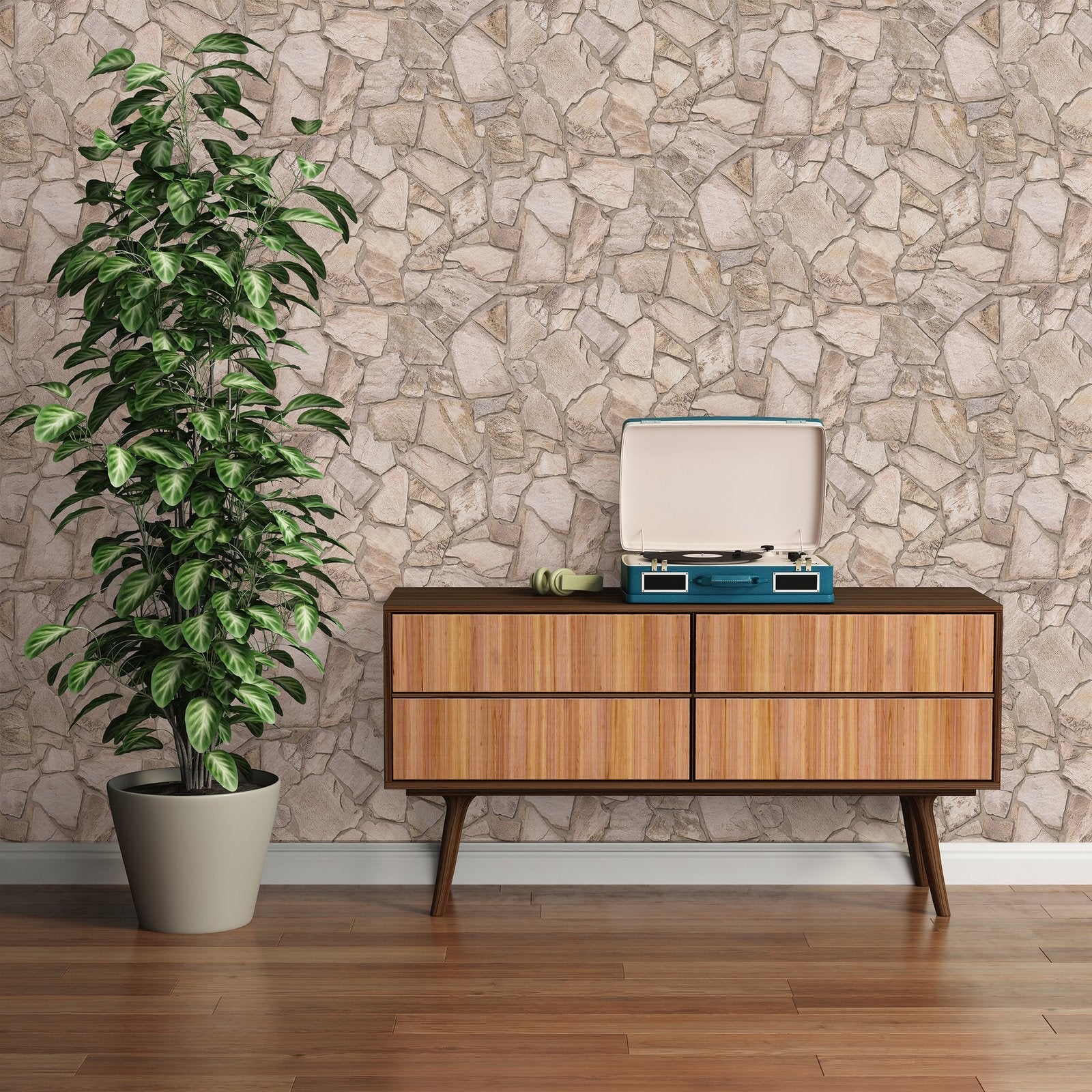 Claystone Cottage Motif wallpaper in beige color - pattern number BB51143 - by Galerie in the The Bricks And More collection
