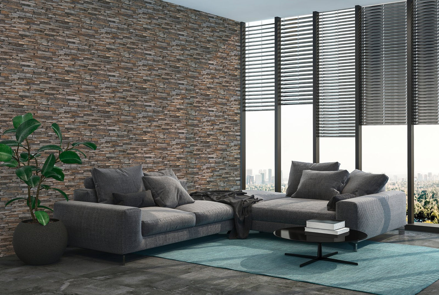 Rocky Retreat Motif wallpaper in bronze brown color - pattern number BB51145 - by Galerie in the The Bricks And More collection