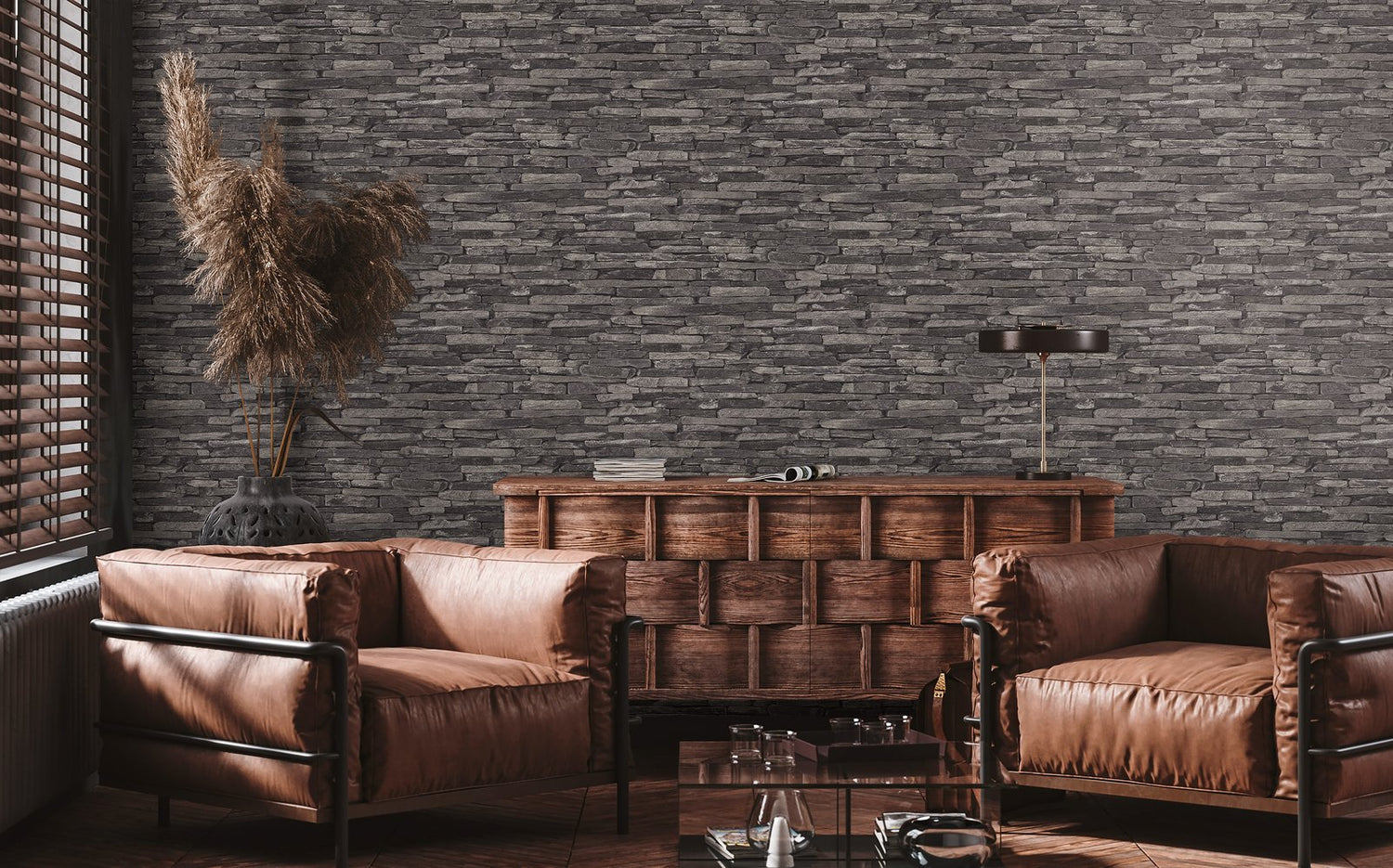 Rocky Retreat Motif wallpaper in silver grey color - pattern number BB51146 - by Galerie in the The Bricks And More collection