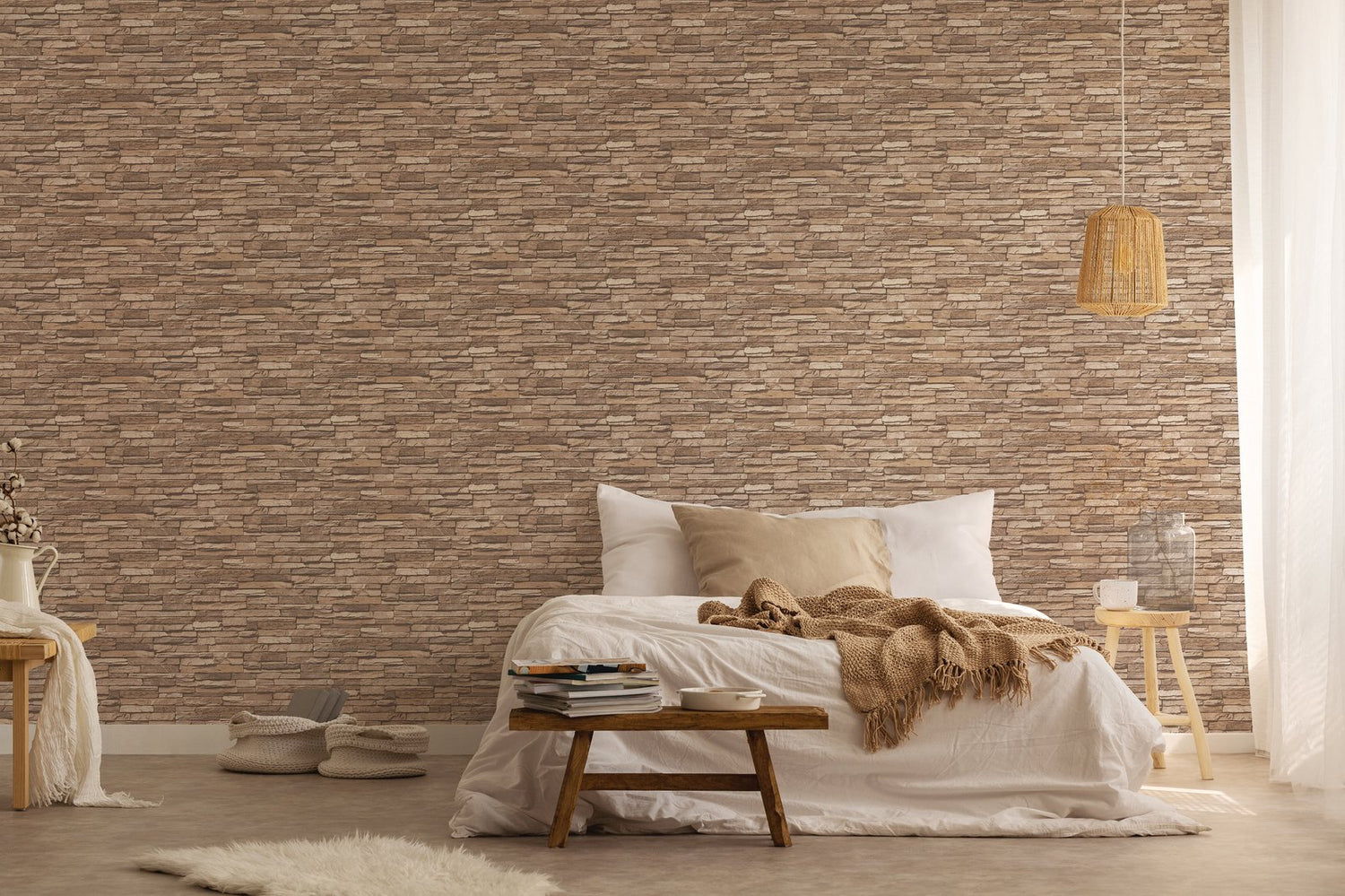 Graceful Granite Motif wallpaper in beige color - pattern number BB51147 - by Galerie in the The Bricks And More collection