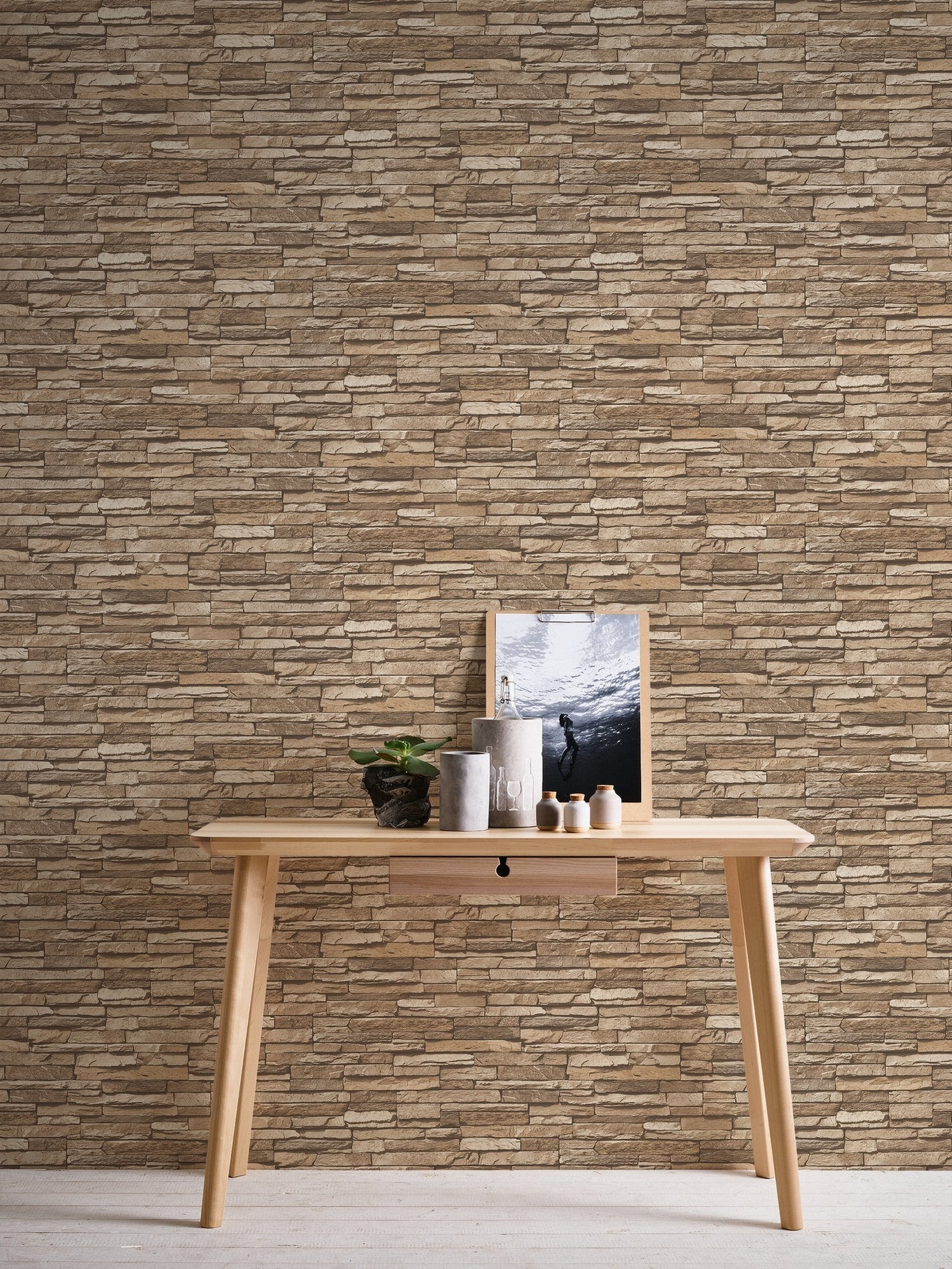 Graceful Granite Motif wallpaper in beige color - pattern number BB51147 - by Galerie in the The Bricks And More collection