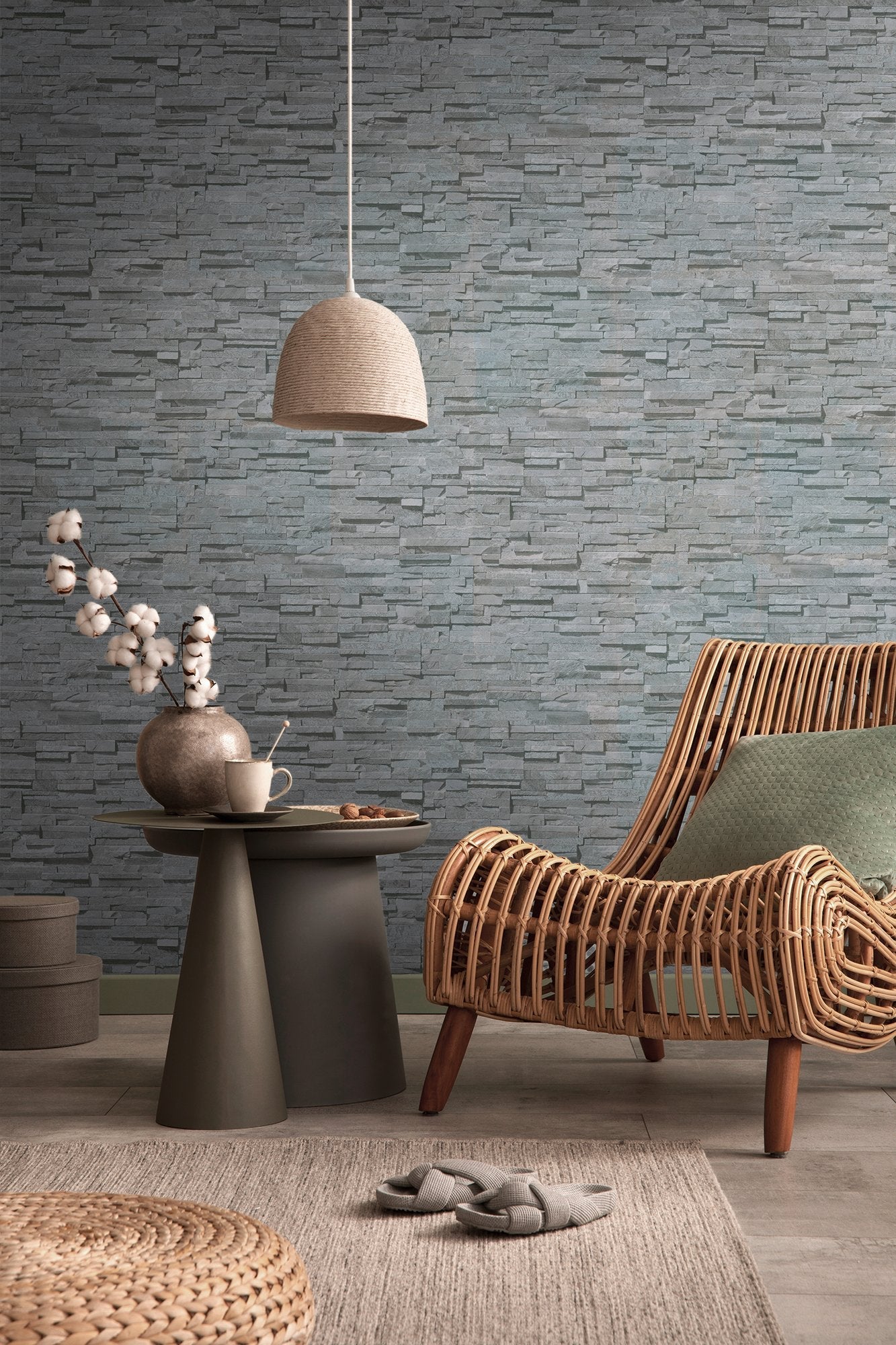 Graceful Granite Motif wallpaper in silver grey color - pattern number BB51149 - by Galerie in the The Bricks And More collection