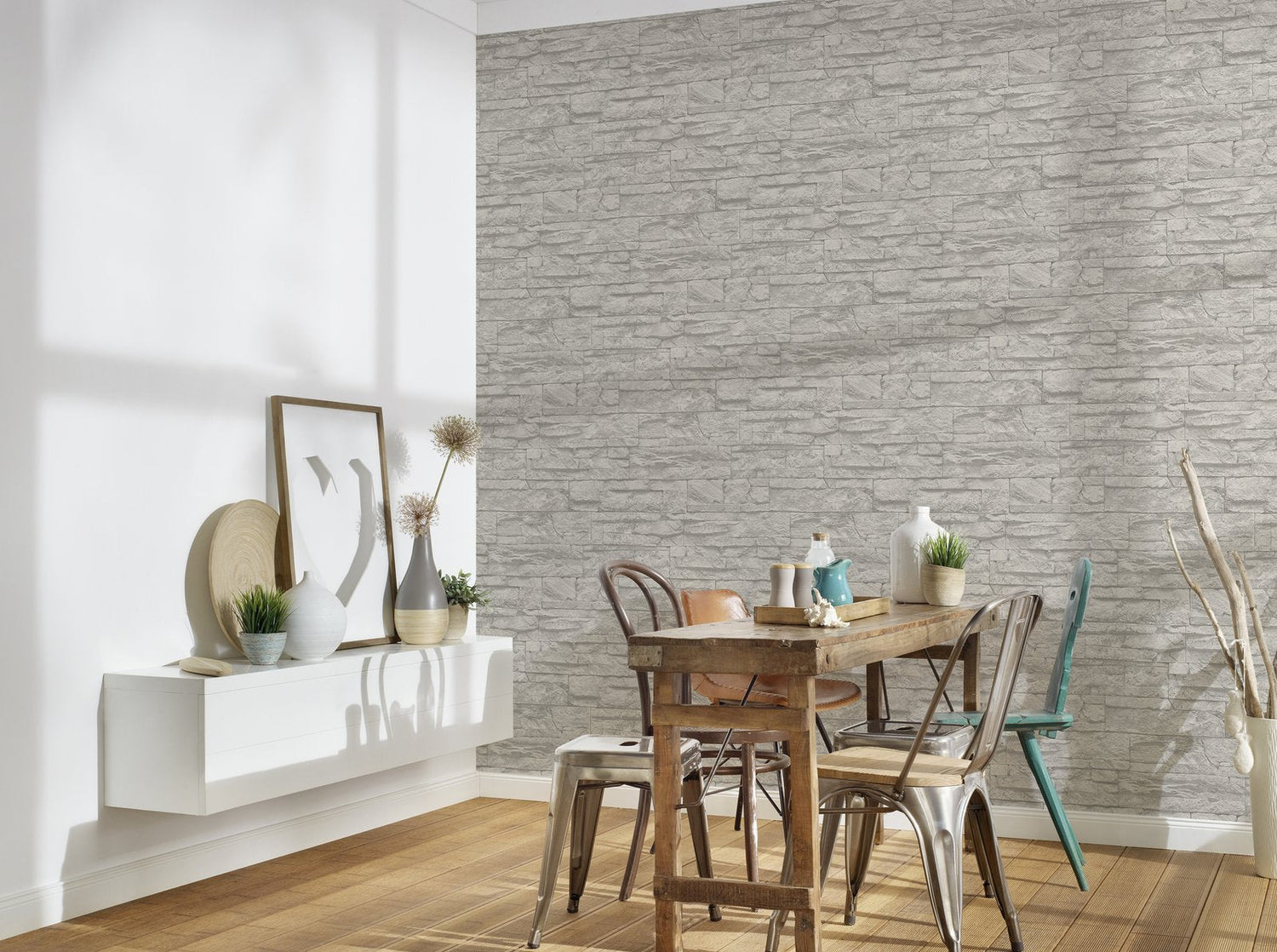 Graceful Granite Motif wallpaper in silver grey color - pattern number BB51154 - by Galerie in the The Bricks And More collection