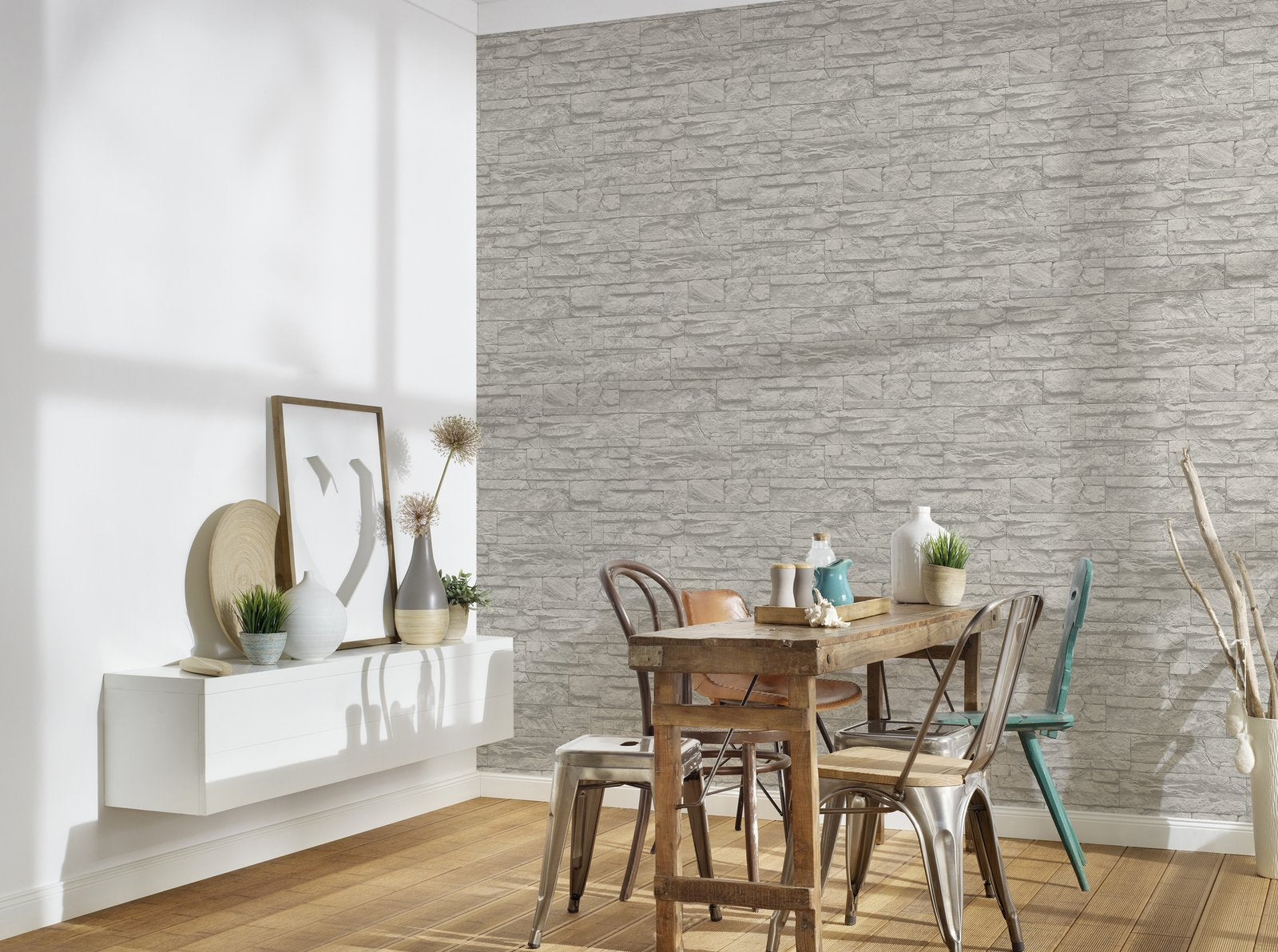Graceful Granite Motif wallpaper in silver grey color - pattern number BB51154 - by Galerie in the The Bricks And More collection