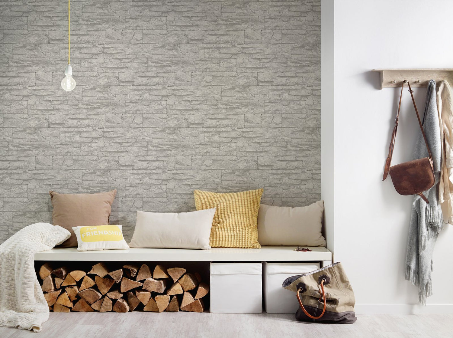 Graceful Granite Motif wallpaper in silver grey color - pattern number BB51154 - by Galerie in the The Bricks And More collection