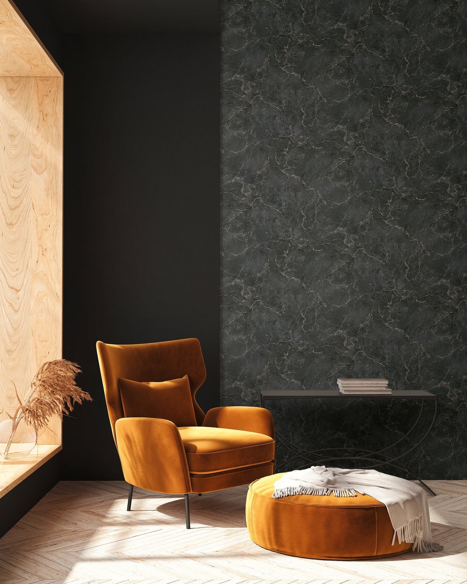 Luxurious Marble Motif wallpaper in black color - pattern number BB51155 - by Galerie in the The Bricks And More collection