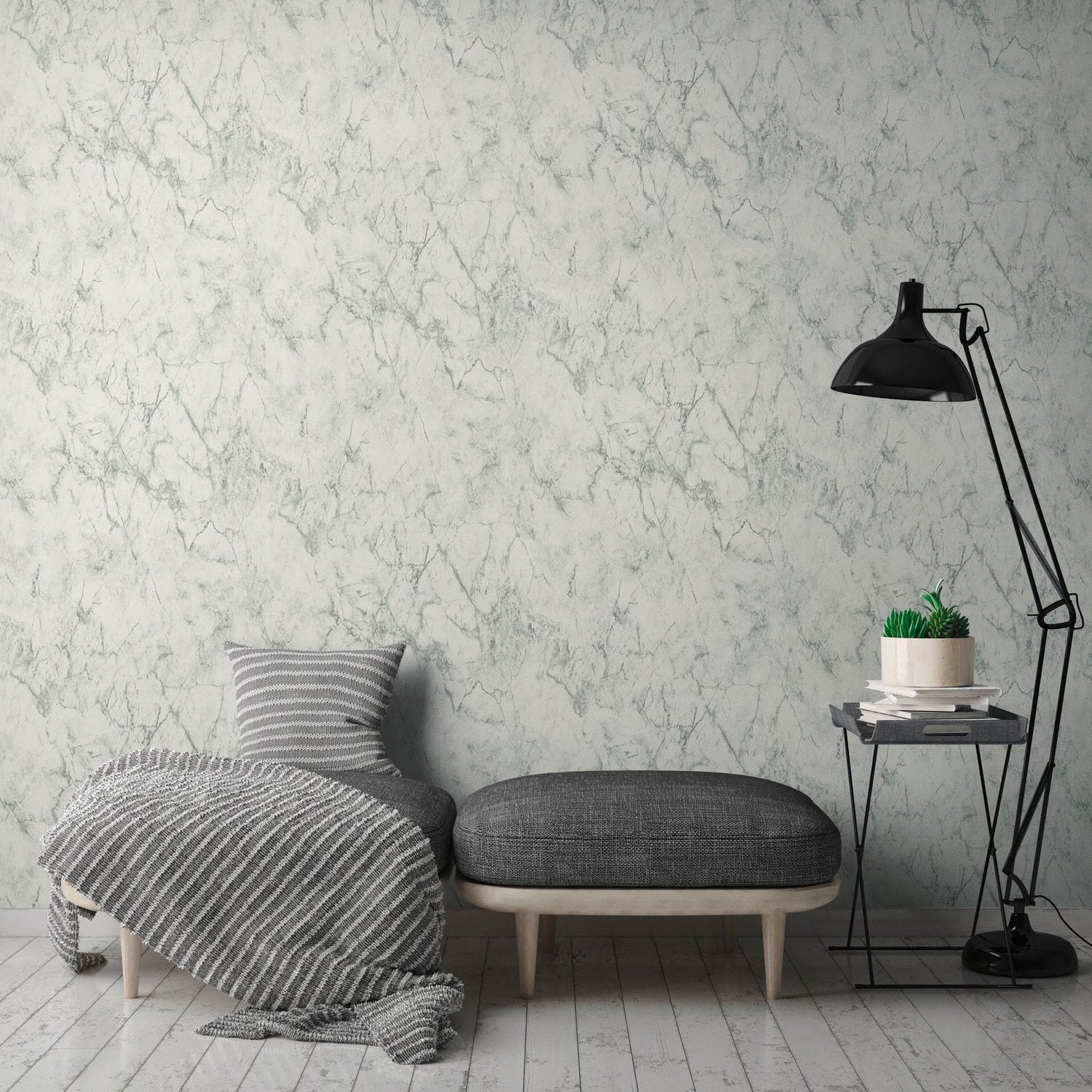 Gentle Beauty Motif wallpaper in silver grey color - pattern number BB51165 - by Galerie in the The Bricks And More collection