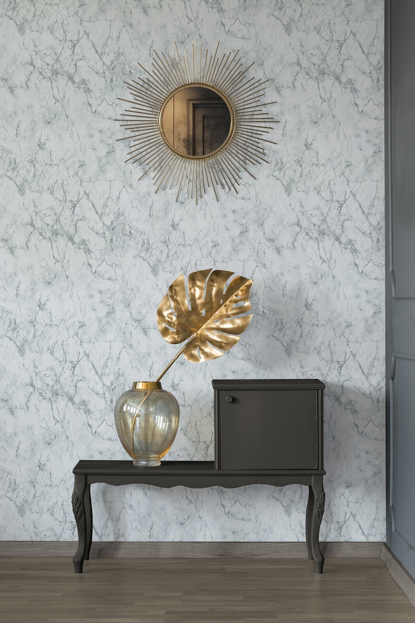 Gentle Beauty Motif wallpaper in silver grey color - pattern number BB51165 - by Galerie in the The Bricks And More collection
