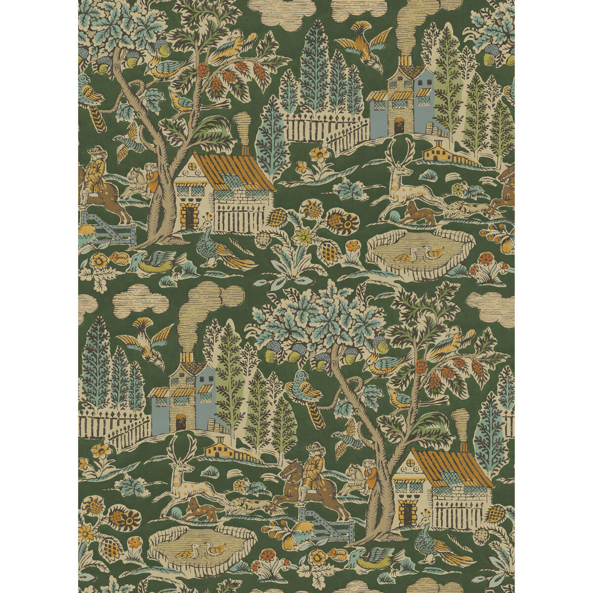 Home Park wallpaper in royal green color - pattern number BW45143.1.0 - by G P &amp; J Baker in the Historic Royal Palaces Royal Court Wallpaper collection