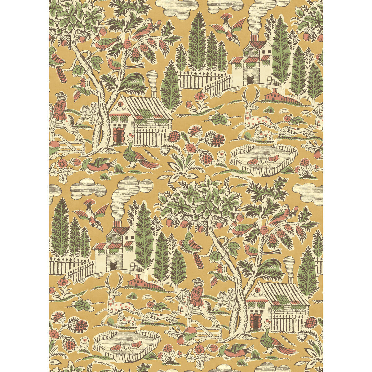Home Park wallpaper in ochre color - pattern number BW45143.4.0 - by G P &amp; J Baker in the Historic Royal Palaces Royal Court Wallpaper collection