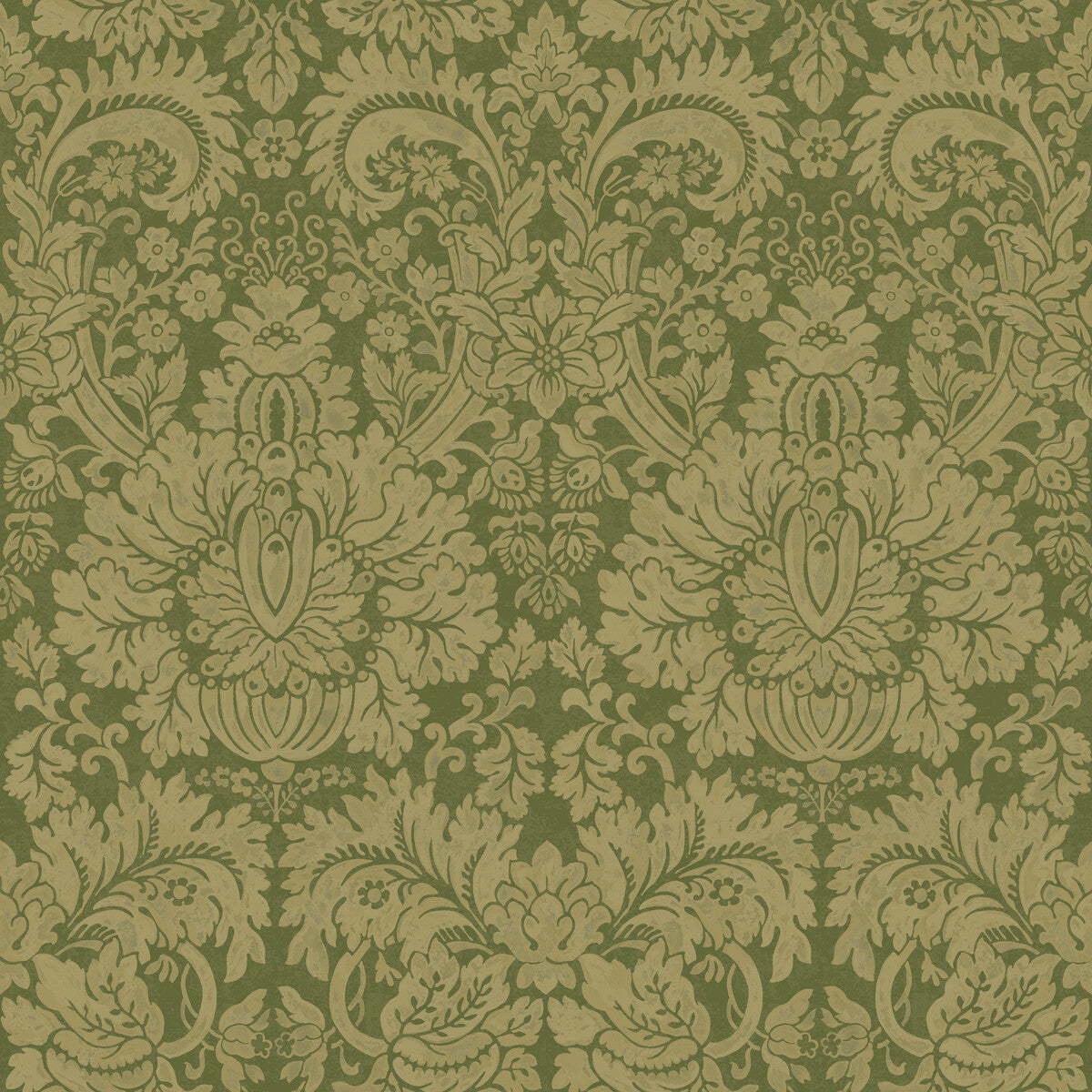Queens Damask wallpaper in royal green color - pattern number BW45146.1.0 - by G P &amp; J Baker in the Historic Royal Palaces Royal Court Wallpaper collection