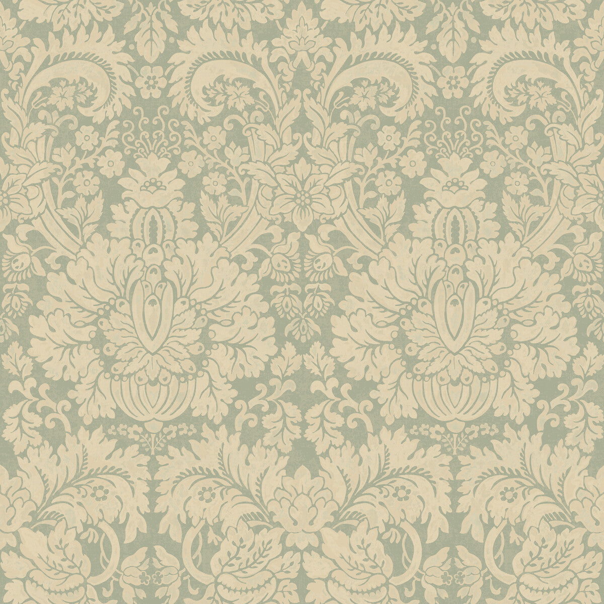 Queens Damask wallpaper in aquamarine color - pattern number BW45146.2.0 - by G P &amp; J Baker in the Historic Royal Palaces Royal Court Wallpaper collection