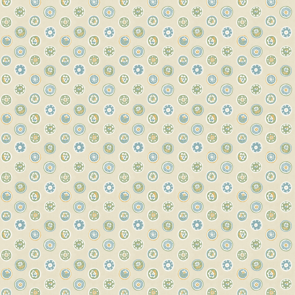 Court Buttons wallpaper in blue green color - pattern number BW45147.1.0 - by G P &amp; J Baker in the Historic Royal Palaces Royal Court Wallpaper collection