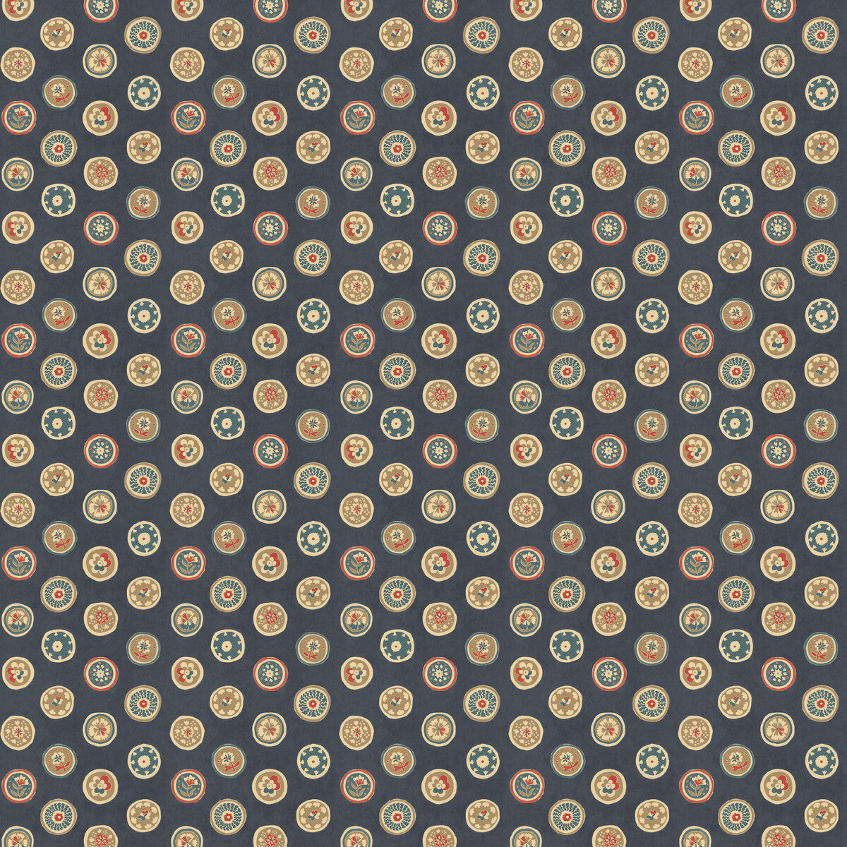 Court Buttons wallpaper in indigo color - pattern number BW45147.2.0 - by G P &amp; J Baker in the Historic Royal Palaces Royal Court Wallpaper collection