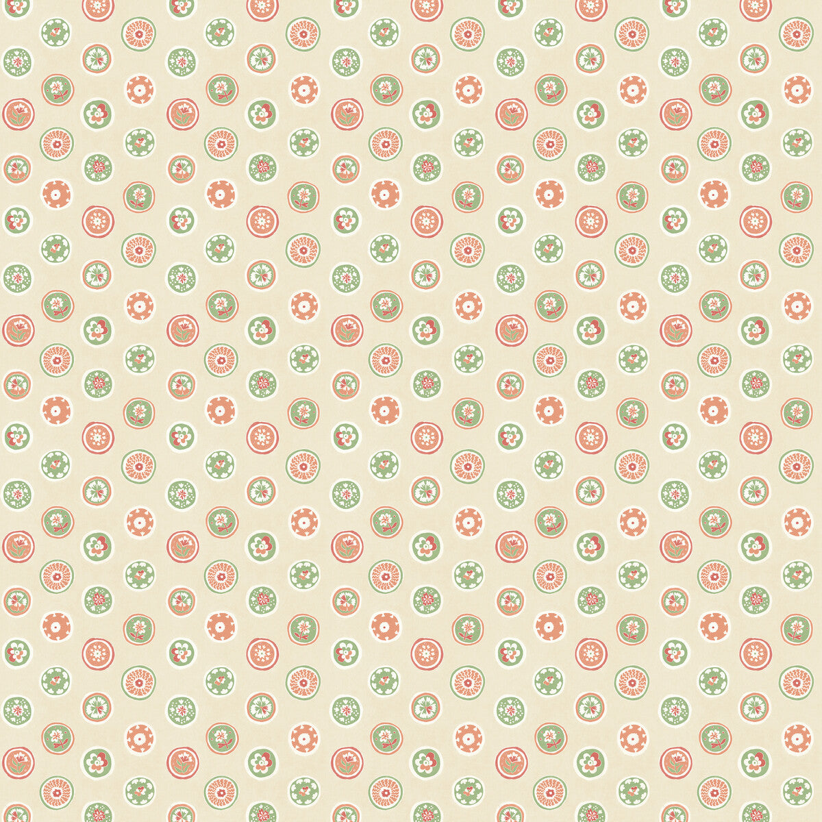 Court Buttons wallpaper in pink green color - pattern number BW45147.3.0 - by G P &amp; J Baker in the Historic Royal Palaces Royal Court Wallpaper collection