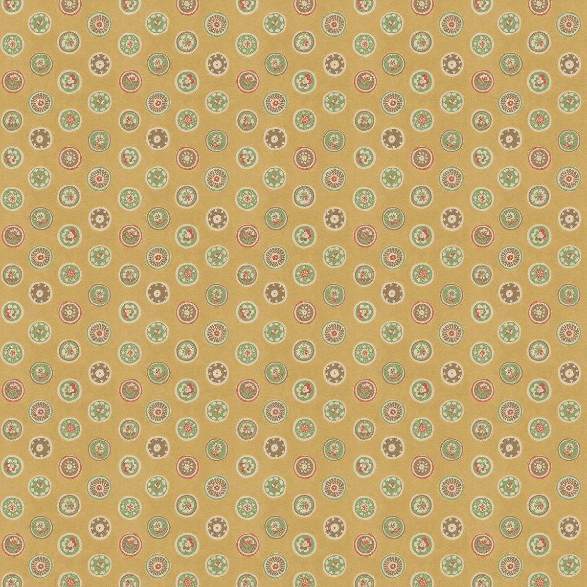 Court Buttons wallpaper in ochre color - pattern number BW45147.4.0 - by G P &amp; J Baker in the Historic Royal Palaces Royal Court Wallpaper collection