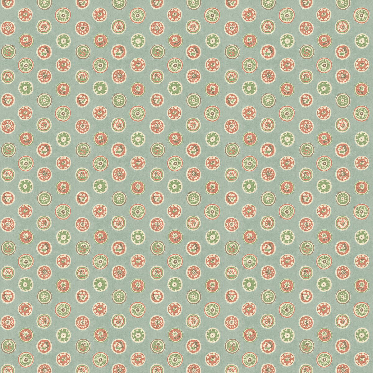 Court Buttons wallpaper in aqua red color - pattern number BW45147.6.0 - by G P &amp; J Baker in the Historic Royal Palaces Royal Court Wallpaper collection