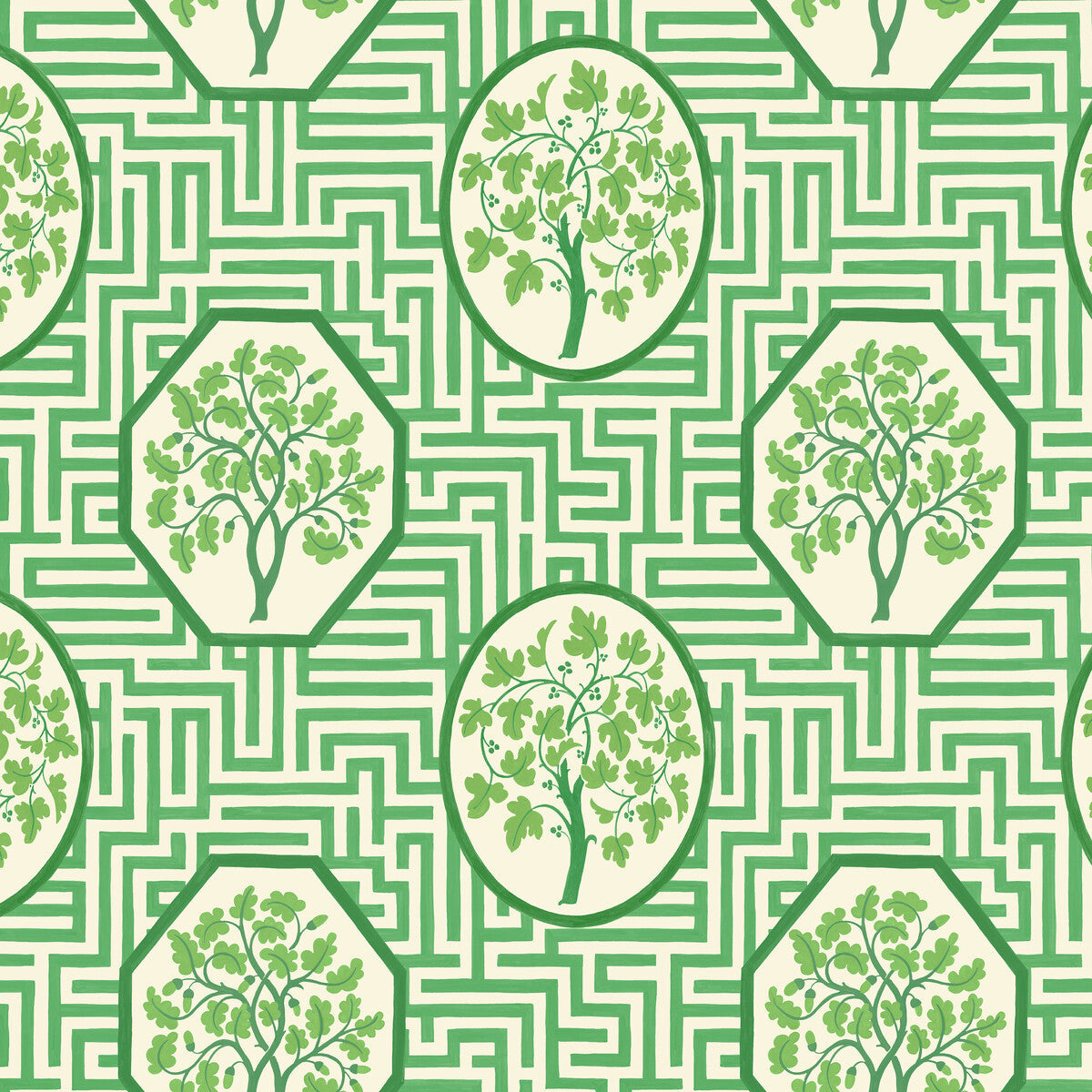 Royal Maze wallpaper in royal green color - pattern number BW45148.1.0 - by G P &amp; J Baker in the Historic Royal Palaces Royal Court Wallpaper collection