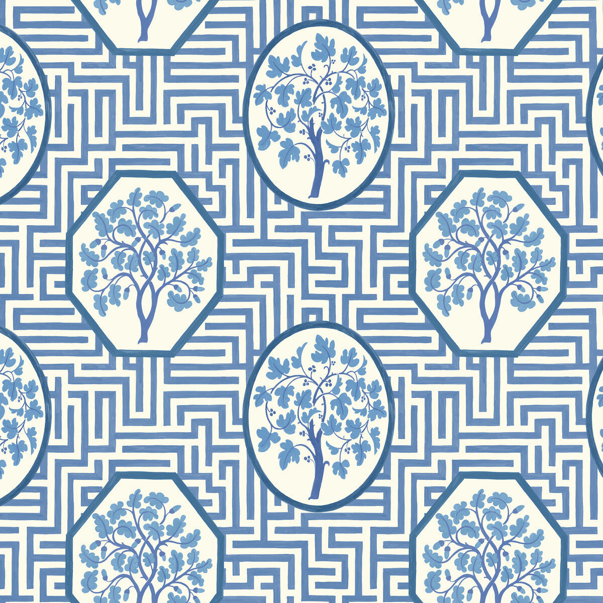 Royal Maze wallpaper in royal blue color - pattern number BW45148.2.0 - by G P &amp; J Baker in the Historic Royal Palaces Royal Court Wallpaper collection