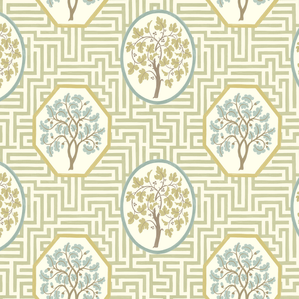 Royal Maze wallpaper in sage color - pattern number BW45148.3.0 - by G P &amp; J Baker in the Historic Royal Palaces Royal Court Wallpaper collection