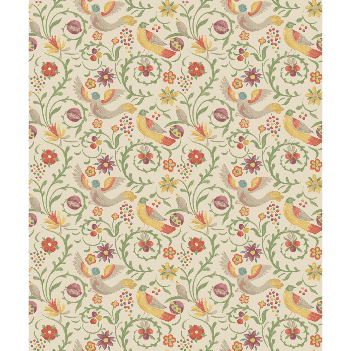 Royal Court wallpaper in red green color - pattern number BW45149.1.0 - by G P &amp; J Baker in the Historic Royal Palaces Royal Court Wallpaper collection