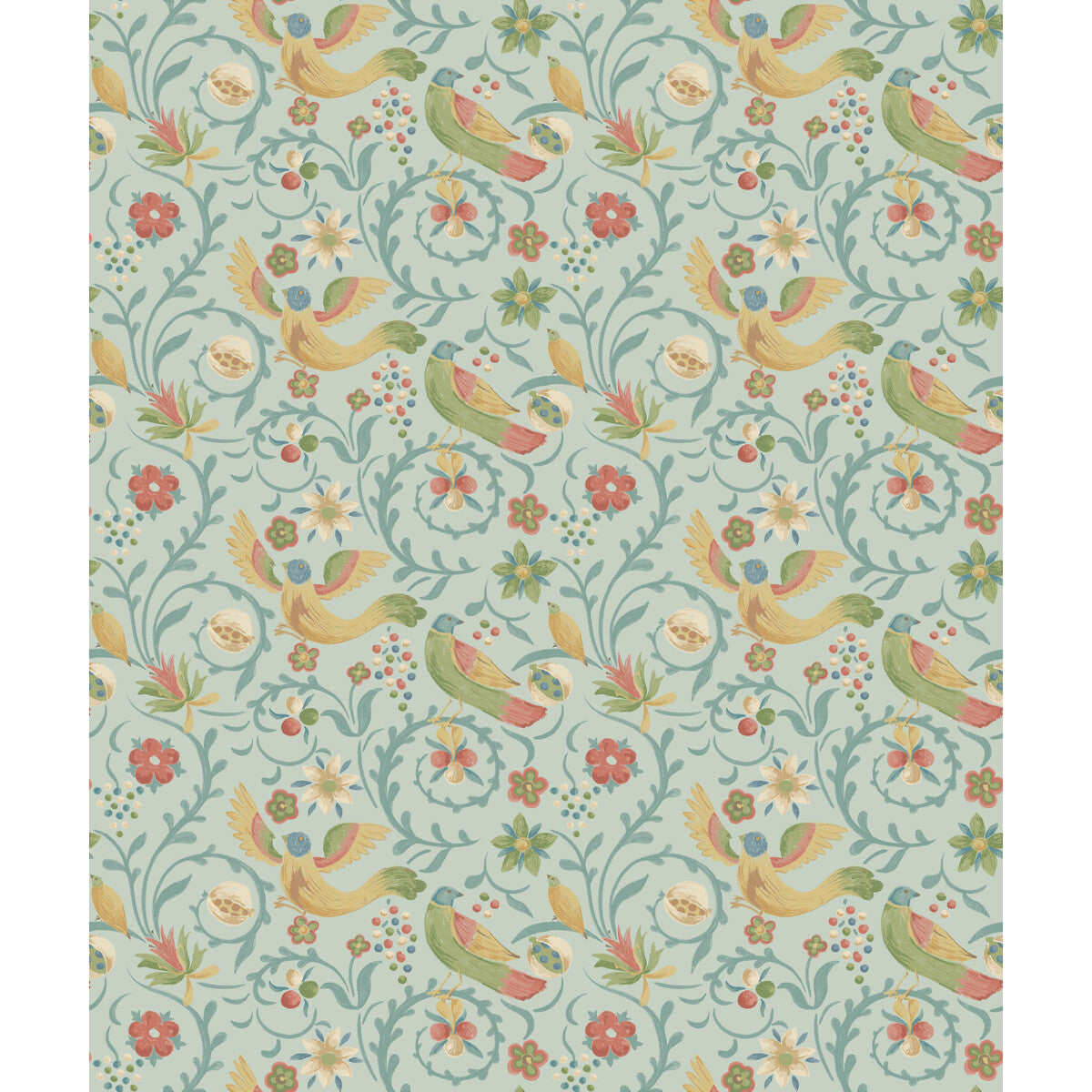 Royal Court wallpaper in aqua color - pattern number BW45149.4.0 - by G P &amp; J Baker in the Historic Royal Palaces Royal Court Wallpaper collection