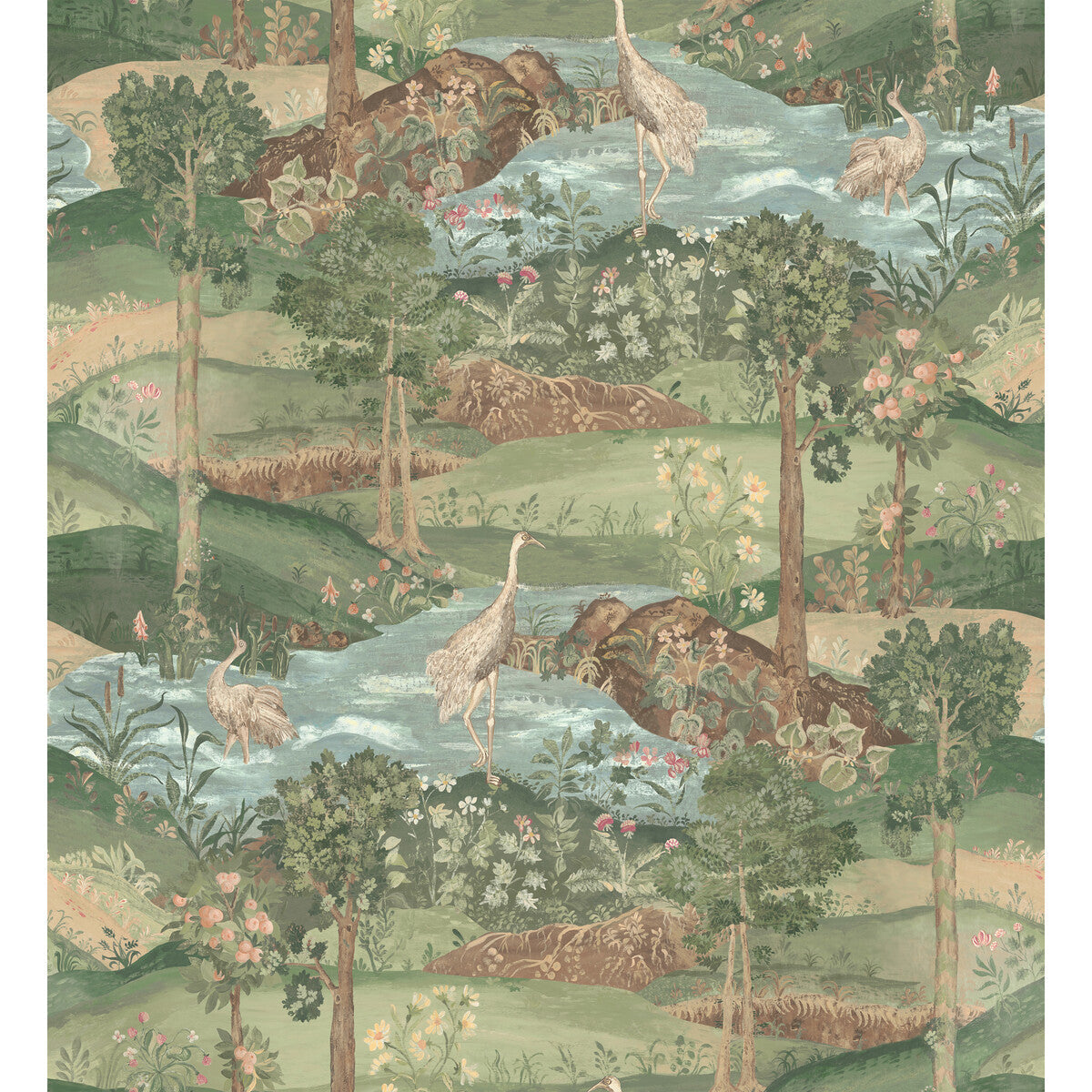 Palace Tapestry wallpaper in royal green color - pattern number BW45151.1.0 - by G P &amp; J Baker in the Historic Royal Palaces Royal Court Wallpaper collection