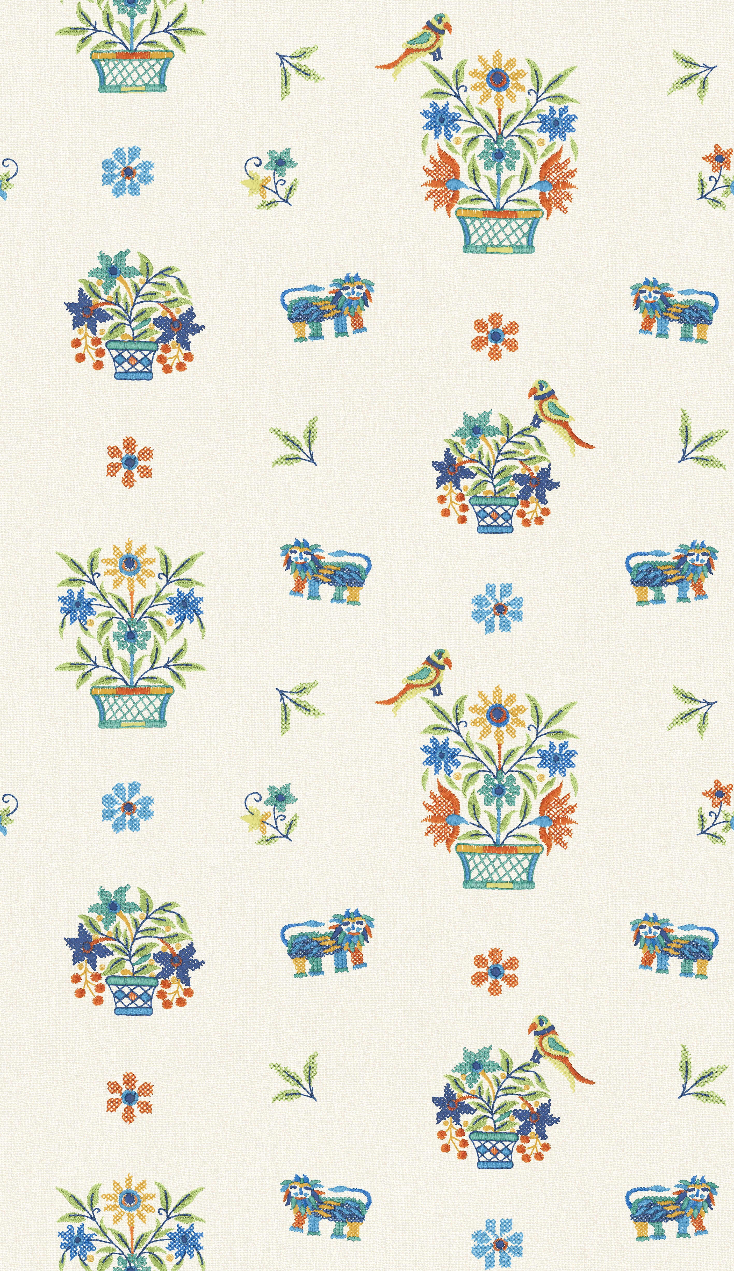 Roar Stitch Wallpaper in jewel color - pattern number BW45165.1.0 - by G P &amp; J Baker in the Kit Kemp II collection