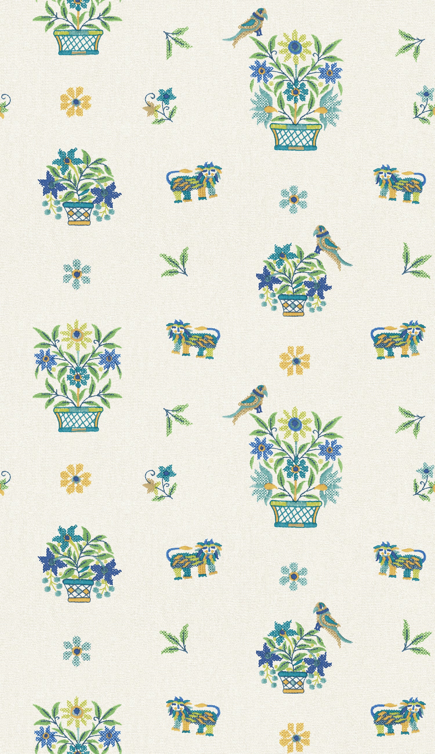 Roar Stitch Wallpaper in blue/green color - pattern number BW45165.3.0 - by G P &amp; J Baker in the Kit Kemp II collection