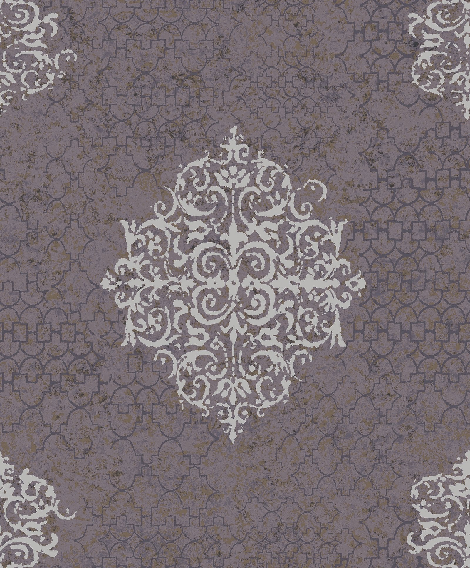Damask wallpaper in silver grey color - pattern number CM2481 - by Galerie in the Lustre collection