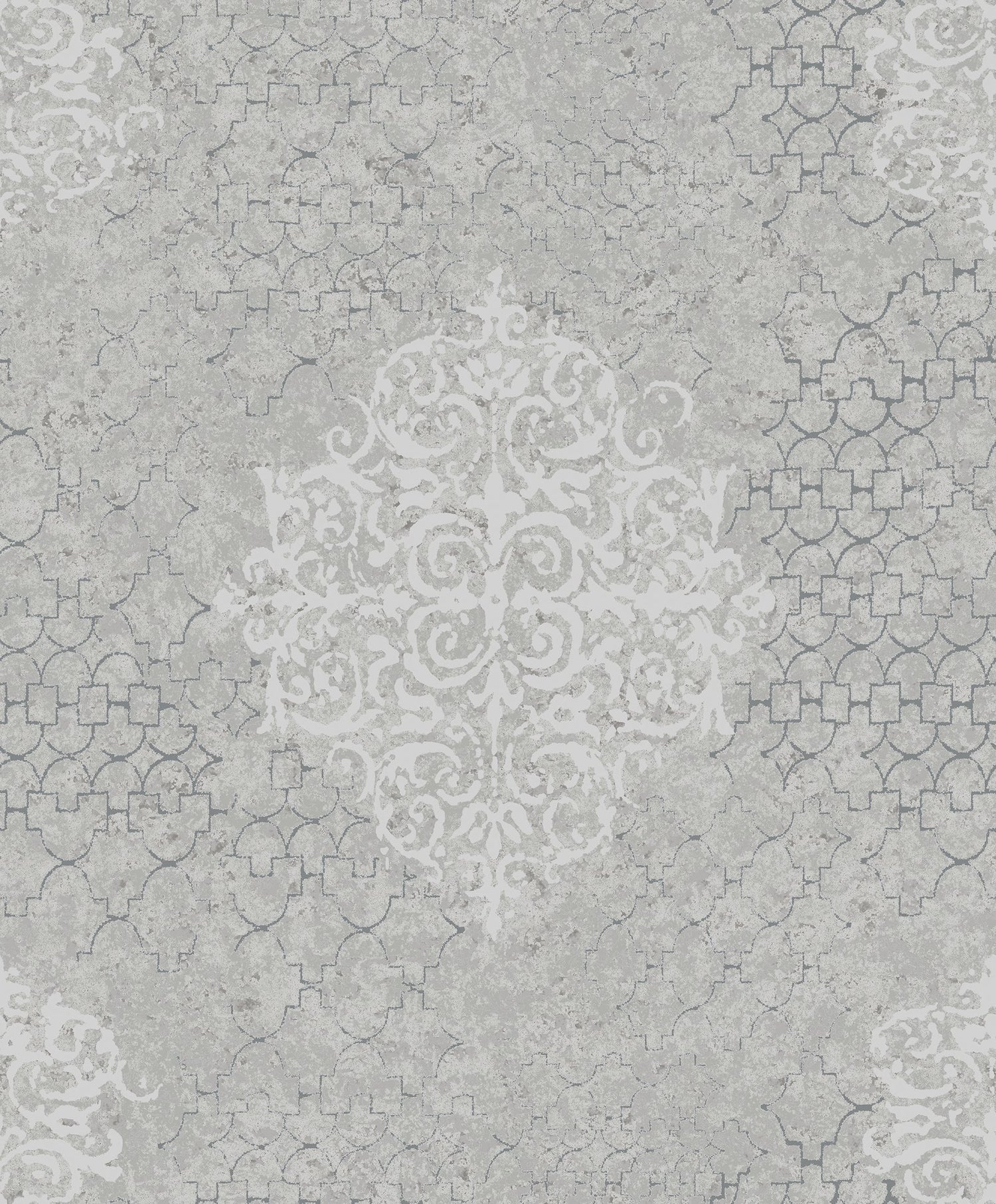 Damask wallpaper in silver grey color - pattern number CM2483 - by Galerie in the Lustre collection