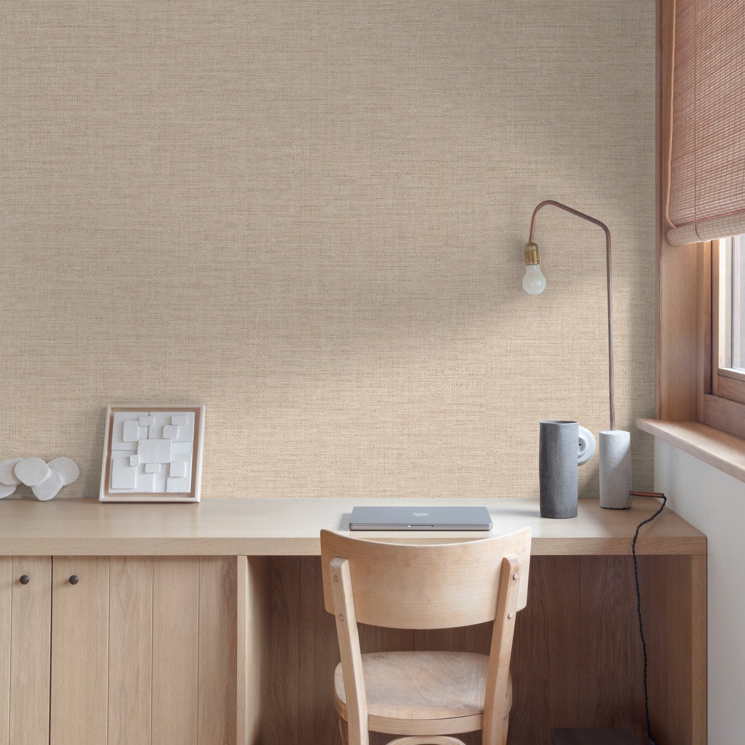 Rough Textile Wallpaper in beige color - pattern number CO1016 - by Grandeco in the Concept collection