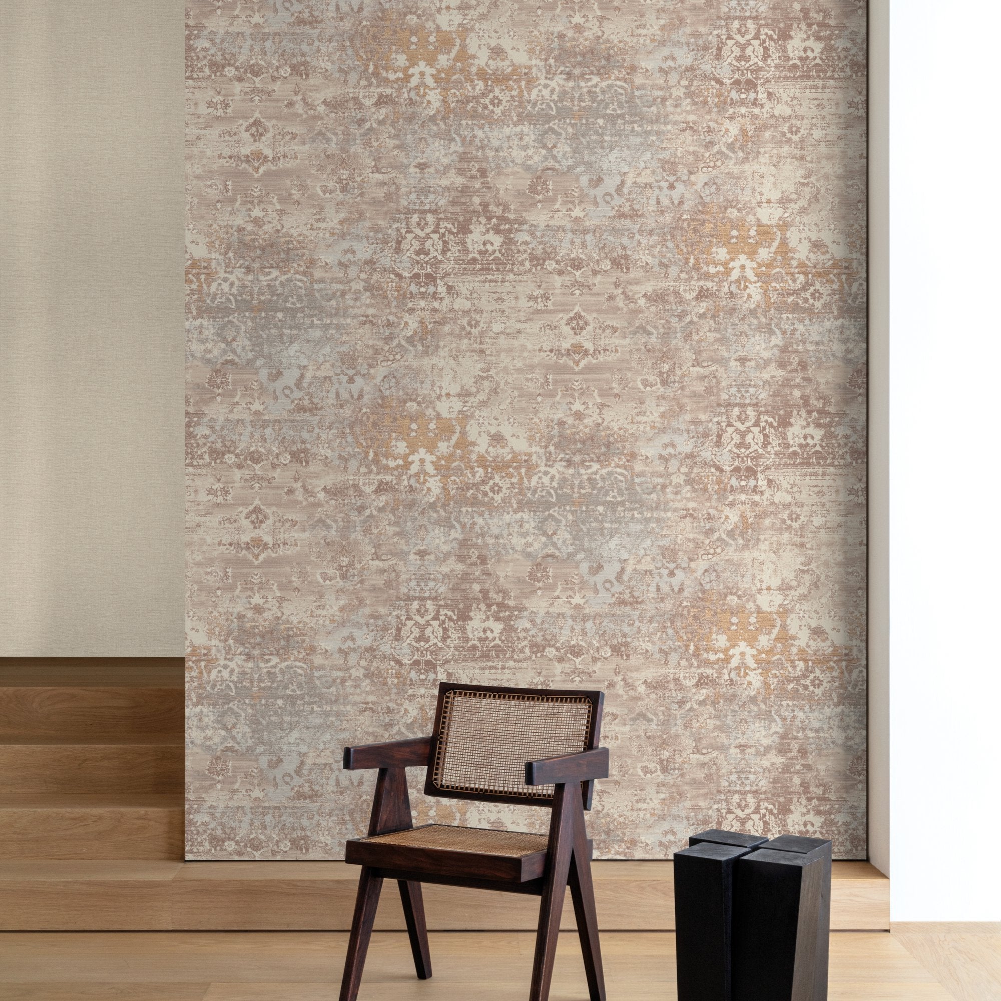 Worn Tapistry Wallpaper in beige color - pattern number CO3102 - by Grandeco in the Concept collection
