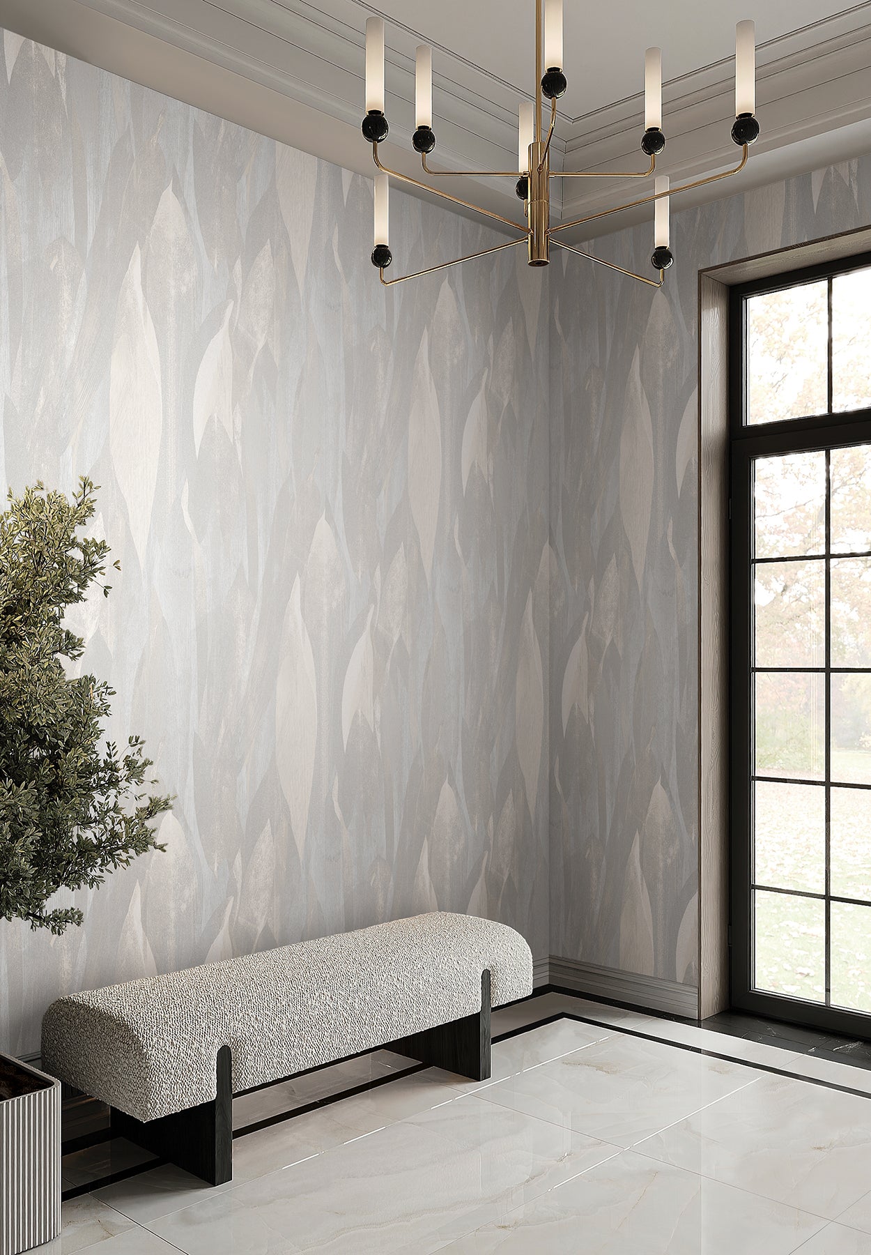 Shimmering Canopy Wallpaper in Light Grey color - pattern number COD0601 - by Candice Olson in the Luminous collection