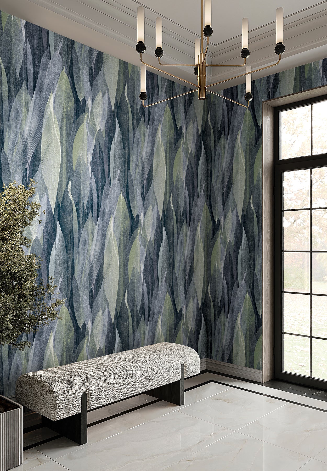 Shimmering Canopy Wallpaper in Indigo color - pattern number COD0604 - by Candice Olson in the Luminous collection