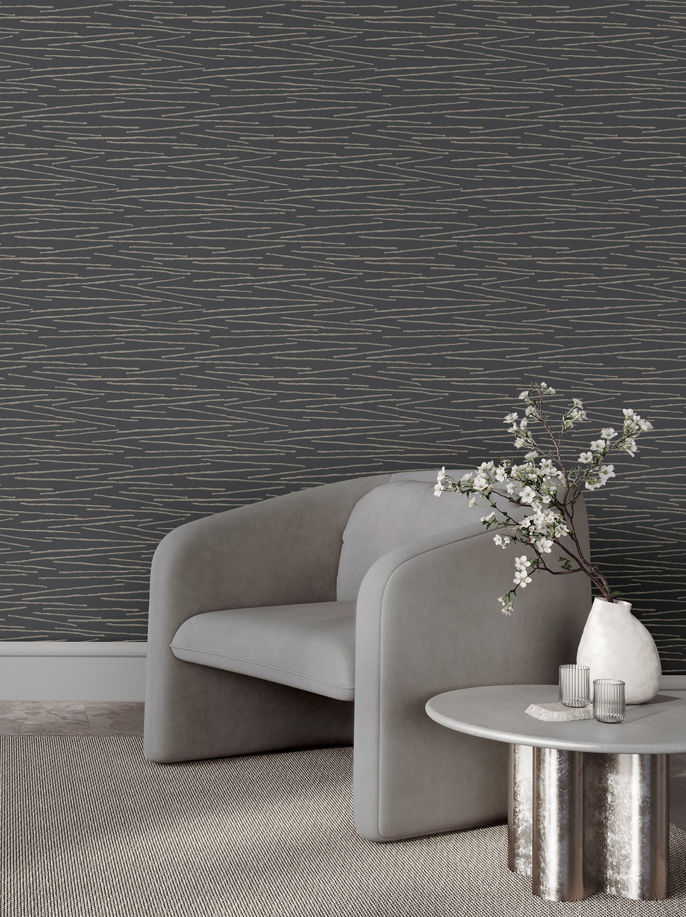 Foundations Wallpaper in Charcoal color - pattern number COD0624 - by Candice Olson in the Luminous collection