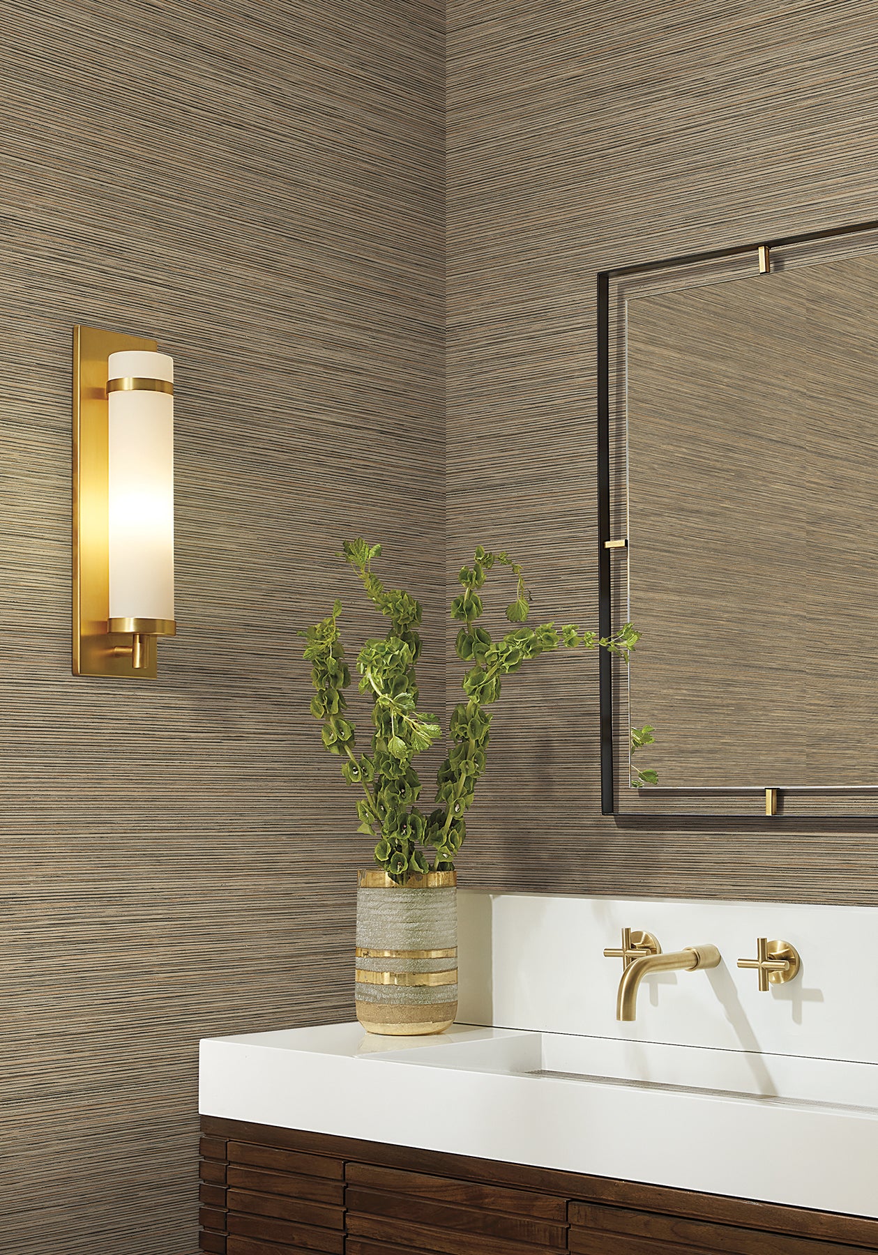 Stacked Bamboo Wallpaper in Chestnut color - pattern number COD0634N - by Candice Olson in the Luminous collection
