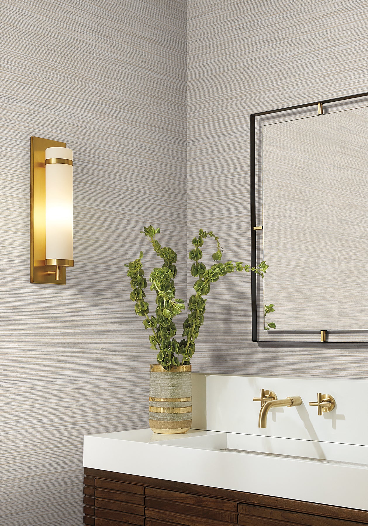 Stacked Bamboo Wallpaper in Silver color - pattern number COD0635N - by Candice Olson in the Luminous collection